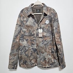 Nomad NWT Mens Sherpa Lined Jacket Camo Waffle Shacket‎ Heritage Brown Gray M